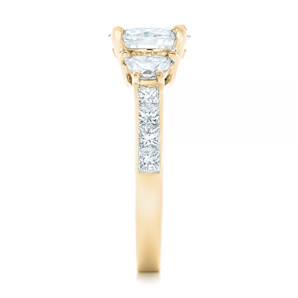 14k Yellow Gold 14k Yellow Gold Custom Three Stone Diamond Engagement Ring - Side View -  102807