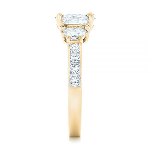 14k Yellow Gold 14k Yellow Gold Custom Three Stone Diamond Engagement Ring - Side View - 102807