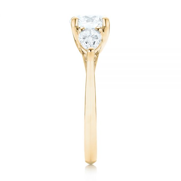 18k Yellow Gold 18k Yellow Gold Custom Three Stone Diamond Engagement Ring - Side View - 102898