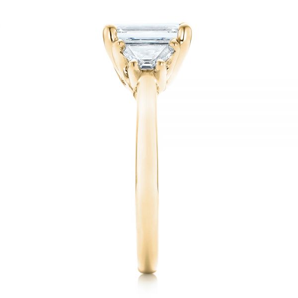 18k Yellow Gold 18k Yellow Gold Custom Three Stone Diamond Engagement Ring - Side View - 102899