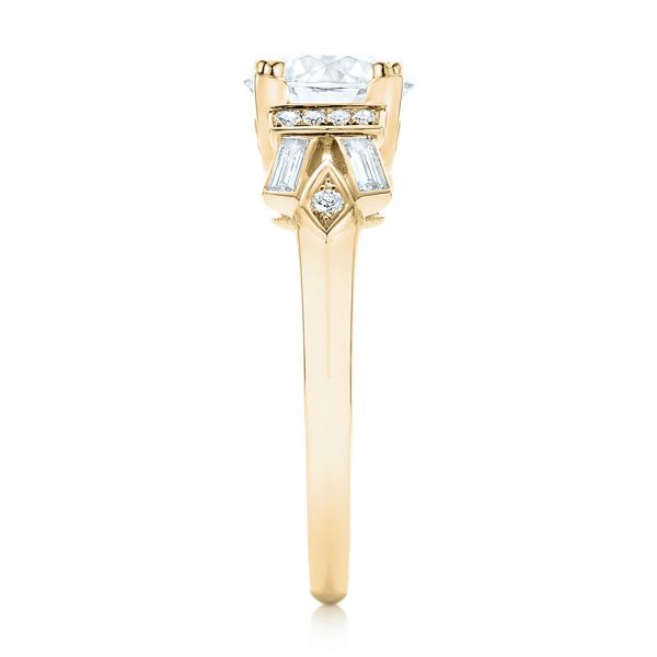 14k Yellow Gold 14k Yellow Gold Custom Three Stone Diamond Engagement Ring - Side View - 102945
