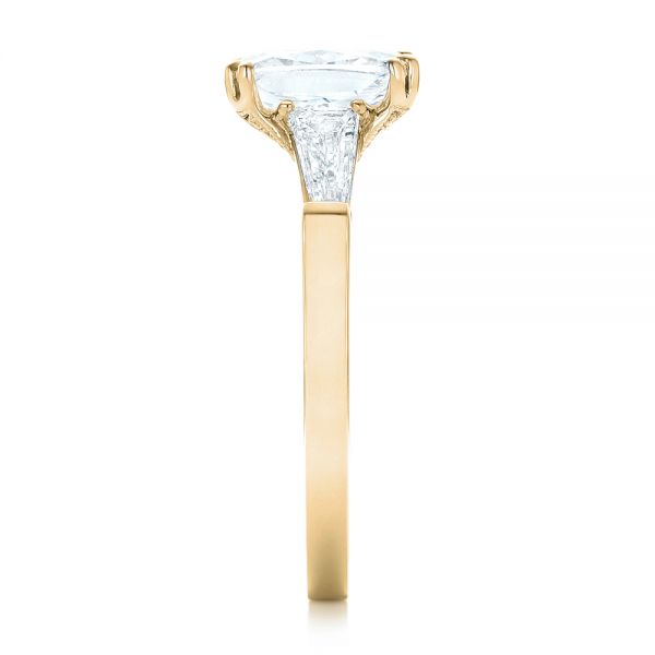 14k Yellow Gold 14k Yellow Gold Custom Three Stone Diamond Engagement Ring - Side View - 102964