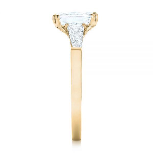 18k Yellow Gold 18k Yellow Gold Custom Three Stone Diamond Engagement Ring - Side View -  102964