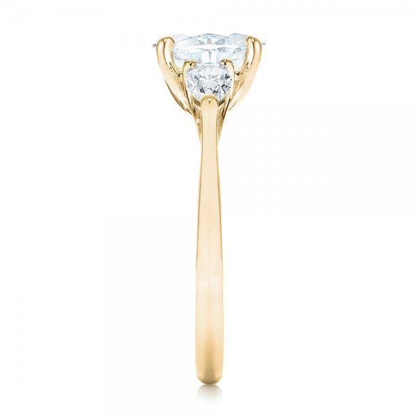 18k Yellow Gold 18k Yellow Gold Custom Three Stone Diamond Engagement Ring - Side View - 103035