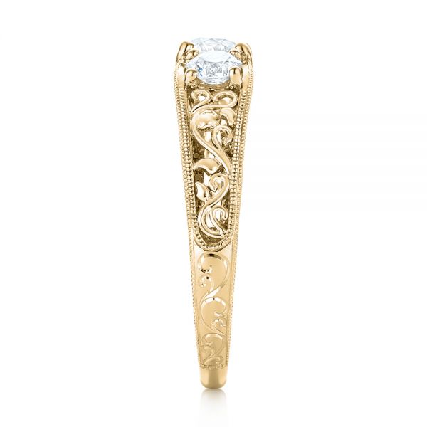 18k Yellow Gold 18k Yellow Gold Custom Three Stone Diamond Engagement Ring - Side View - 103426