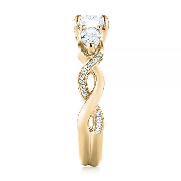 18k Yellow Gold 18k Yellow Gold Custom Three Stone Diamond Engagement Ring - Side View - 103503