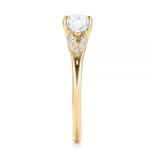 18k Yellow Gold 18k Yellow Gold Custom Three Stone Diamond Engagement Ring - Side View -  103839