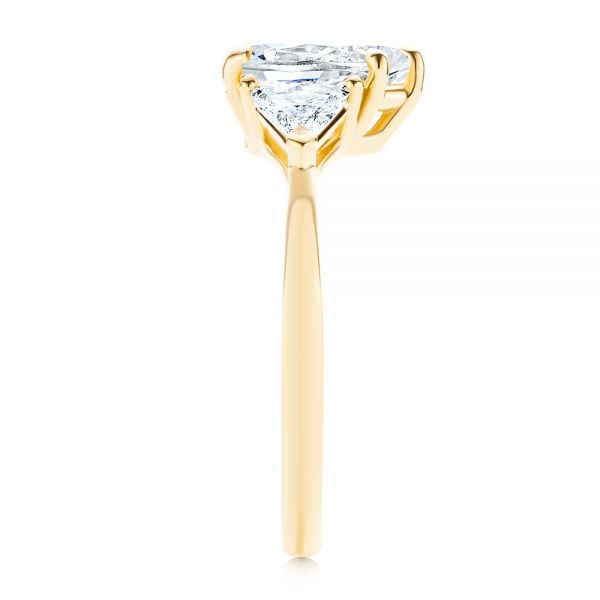 14k Yellow Gold Custom Three Stone Diamond Engagement Ring - Side View -  106856