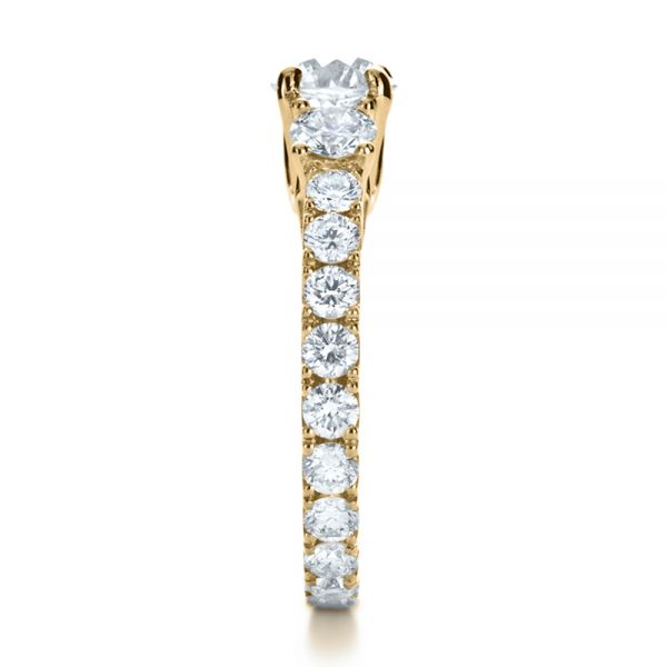 18k Yellow Gold 18k Yellow Gold Custom Three Stone Diamond Engagement Ring - Side View -  1129
