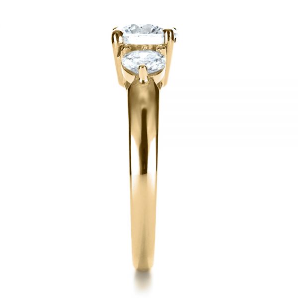 14k Yellow Gold 14k Yellow Gold Custom Three Stone Diamond Engagement Ring - Side View -  1156