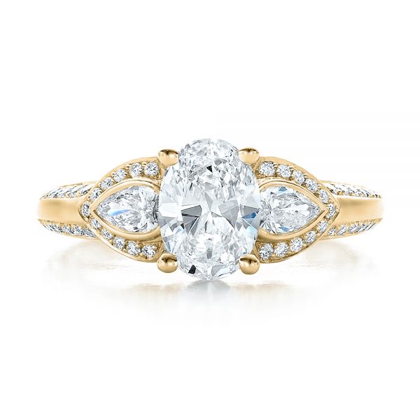14k Yellow Gold 14k Yellow Gold Custom Three Stone Diamond Engagement Ring - Top View -  100279