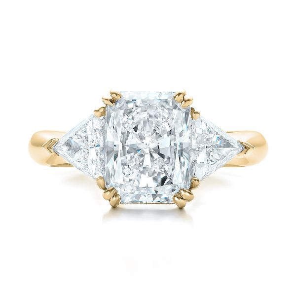 14k Yellow Gold 14k Yellow Gold Custom Three Stone Diamond Engagement Ring - Top View -  100803