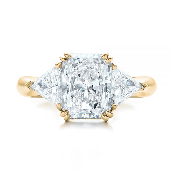 18k Yellow Gold 18k Yellow Gold Custom Three Stone Diamond Engagement Ring - Top View - 100803