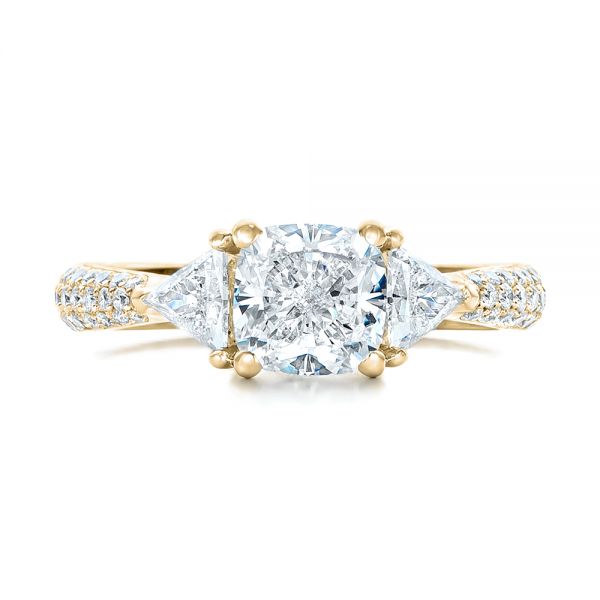 14k Yellow Gold 14k Yellow Gold Custom Three Stone Diamond Engagement Ring - Top View - 102091
