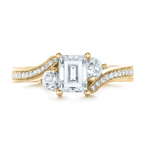 14k Yellow Gold 14k Yellow Gold Custom Three Stone Diamond Engagement Ring - Top View -  102391