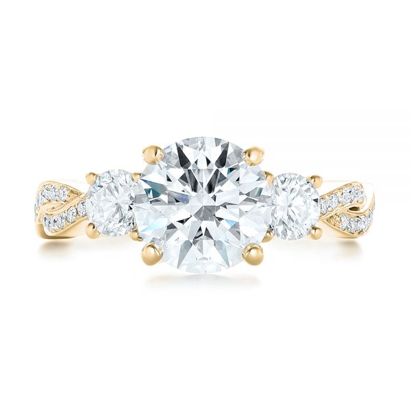 14k Yellow Gold 14k Yellow Gold Custom Three Stone Diamond Engagement Ring - Top View -  102465