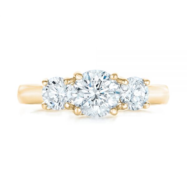 18k Yellow Gold 18k Yellow Gold Custom Three Stone Diamond Engagement Ring - Top View -  102540