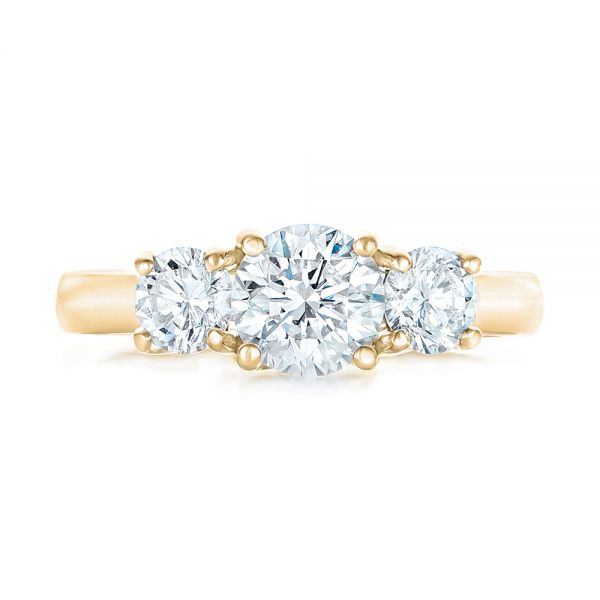 14k Yellow Gold 14k Yellow Gold Custom Three Stone Diamond Engagement Ring - Top View - 102540