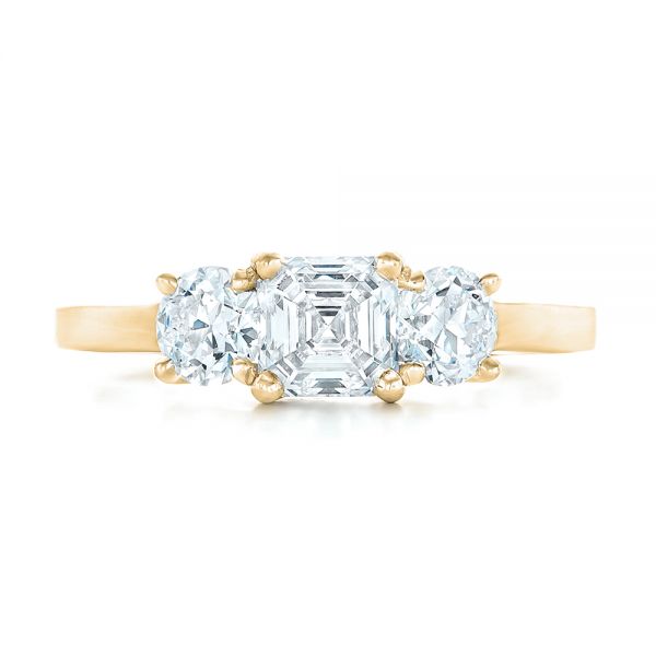 18k Yellow Gold 18k Yellow Gold Custom Three Stone Diamond Engagement Ring - Top View -  102781