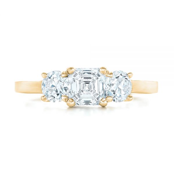 18k Yellow Gold 18k Yellow Gold Custom Three Stone Diamond Engagement Ring - Top View - 102781
