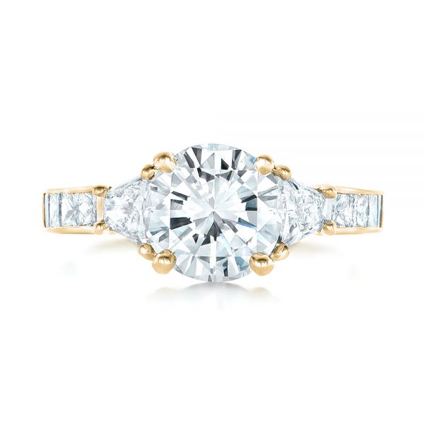 14k Yellow Gold 14k Yellow Gold Custom Three Stone Diamond Engagement Ring - Top View - 102807