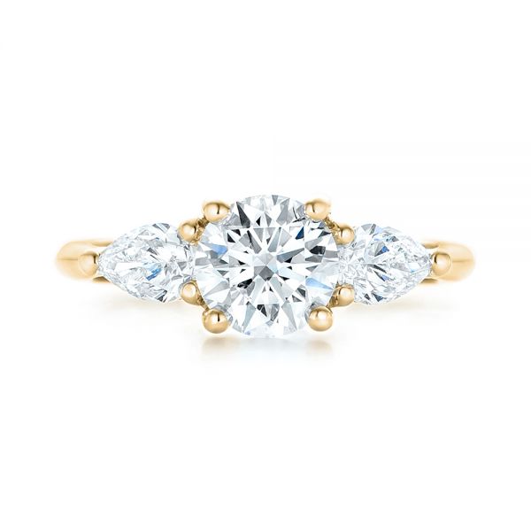 18k Yellow Gold 18k Yellow Gold Custom Three Stone Diamond Engagement Ring - Top View -  102898