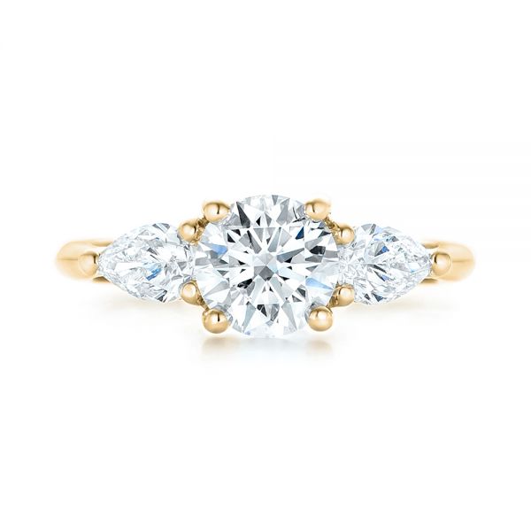 18k Yellow Gold 18k Yellow Gold Custom Three Stone Diamond Engagement Ring - Top View - 102898