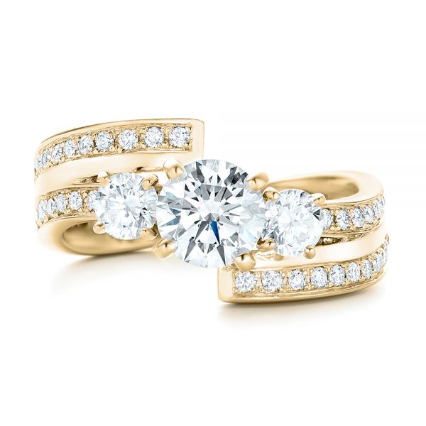 18k Yellow Gold 18k Yellow Gold Custom Three Stone Diamond Engagement Ring - Top View - 102944