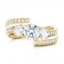 18k Yellow Gold 18k Yellow Gold Custom Three Stone Diamond Engagement Ring - Top View -  102944 - Thumbnail