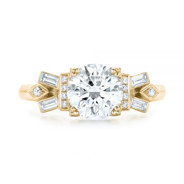 14k Yellow Gold 14k Yellow Gold Custom Three Stone Diamond Engagement Ring - Top View - 102945