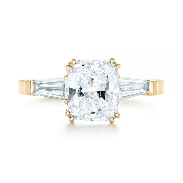 18k Yellow Gold 18k Yellow Gold Custom Three Stone Diamond Engagement Ring - Top View -  102964