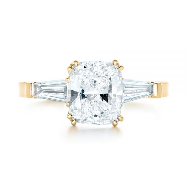 14k Yellow Gold 14k Yellow Gold Custom Three Stone Diamond Engagement Ring - Top View - 102964
