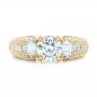 14k Yellow Gold 14k Yellow Gold Custom Three Stone Diamond Engagement Ring - Top View -  103004 - Thumbnail