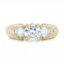 18k Yellow Gold 18k Yellow Gold Custom Three Stone Diamond Engagement Ring - Top View -  103004 - Thumbnail