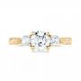 18k Yellow Gold 18k Yellow Gold Custom Three Stone Diamond Engagement Ring - Top View -  103009 - Thumbnail