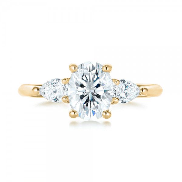 14k Yellow Gold 14k Yellow Gold Custom Three Stone Diamond Engagement Ring - Top View -  103035