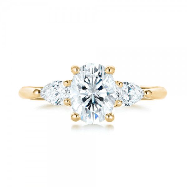 18k Yellow Gold 18k Yellow Gold Custom Three Stone Diamond Engagement Ring - Top View - 103035