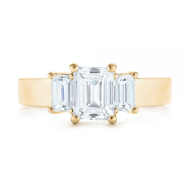 18k Yellow Gold 18k Yellow Gold Custom Three Stone Diamond Engagement Ring - Top View -  103154