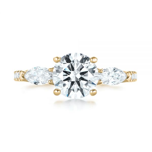 14k Yellow Gold 14k Yellow Gold Custom Three Stone Diamond Engagement Ring - Top View -  103354