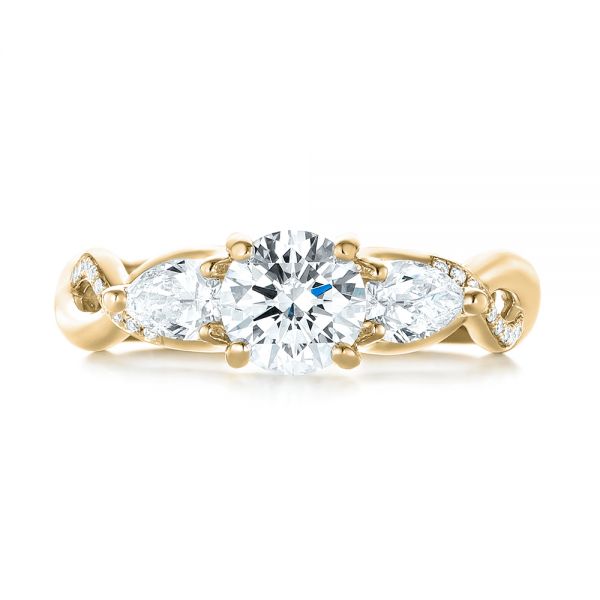 18k Yellow Gold 18k Yellow Gold Custom Three Stone Diamond Engagement Ring - Top View - 103503