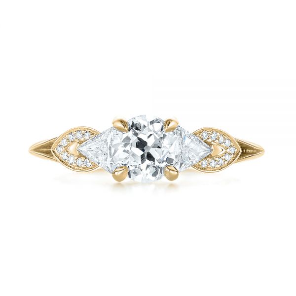 14k Yellow Gold 14k Yellow Gold Custom Three Stone Diamond Engagement Ring - Top View - 103839