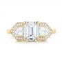 18k Yellow Gold 18k Yellow Gold Custom Three Stone Diamond Engagement Ring - Top View -  104830 - Thumbnail