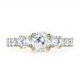 18k Yellow Gold 18k Yellow Gold Custom Three Stone Diamond Engagement Ring - Top View -  1129 - Thumbnail