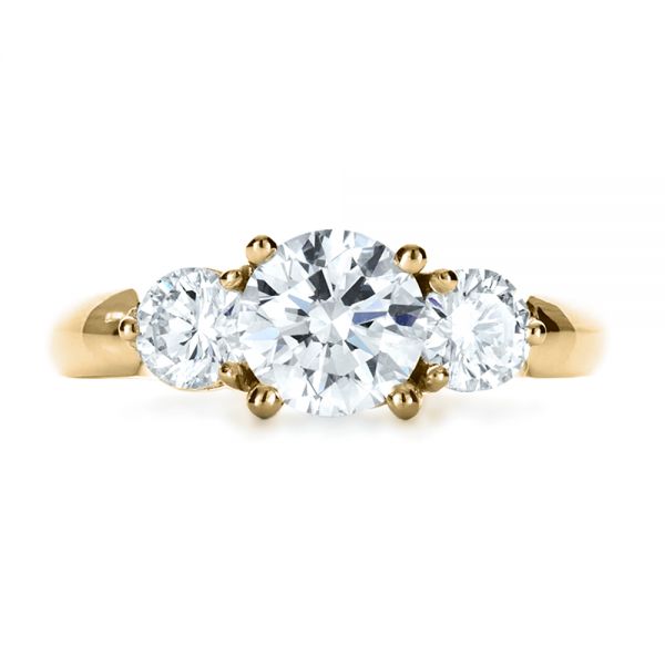 14k Yellow Gold 14k Yellow Gold Custom Three Stone Diamond Engagement Ring - Top View -  1156