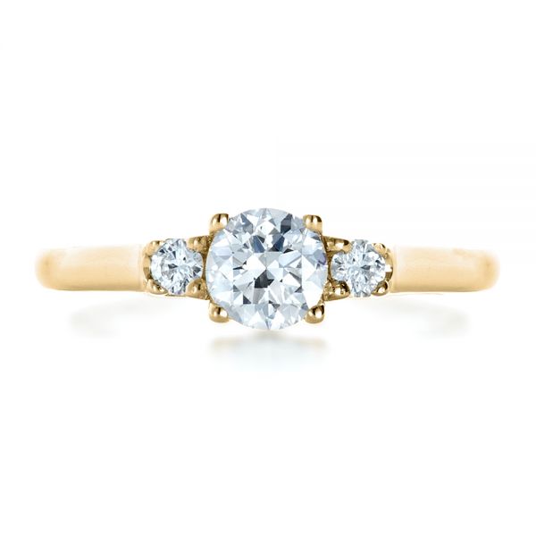 14k Yellow Gold 14k Yellow Gold Custom Three Stone Diamond Engagement Ring - Top View -  1308