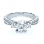  18K Gold 18K Gold Custom Three Stone Diamond Engagement Ring - Flat View -  1118 - Thumbnail