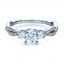  18K Gold 18K Gold Custom Three Stone Diamond Engagement Ring - Flat View -  1219 - Thumbnail
