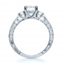  18K Gold 18K Gold Custom Three Stone Diamond Engagement Ring - Front View -  1118 - Thumbnail
