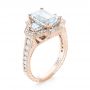 18k Rose Gold 18k Rose Gold Custom Three Stone Diamond Halo Engagement Ring - Three-Quarter View -  103401 - Thumbnail