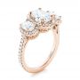 18k Rose Gold 18k Rose Gold Custom Three Stone Diamond Halo Engagement Ring - Three-Quarter View -  103463 - Thumbnail